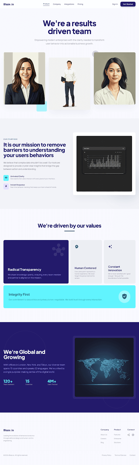Blaze.io - SaaS website theme preview showing 5 pages including Homepage