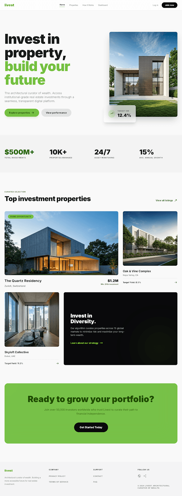 Livest - Real Estate website theme preview showing 5 pages including Homepage