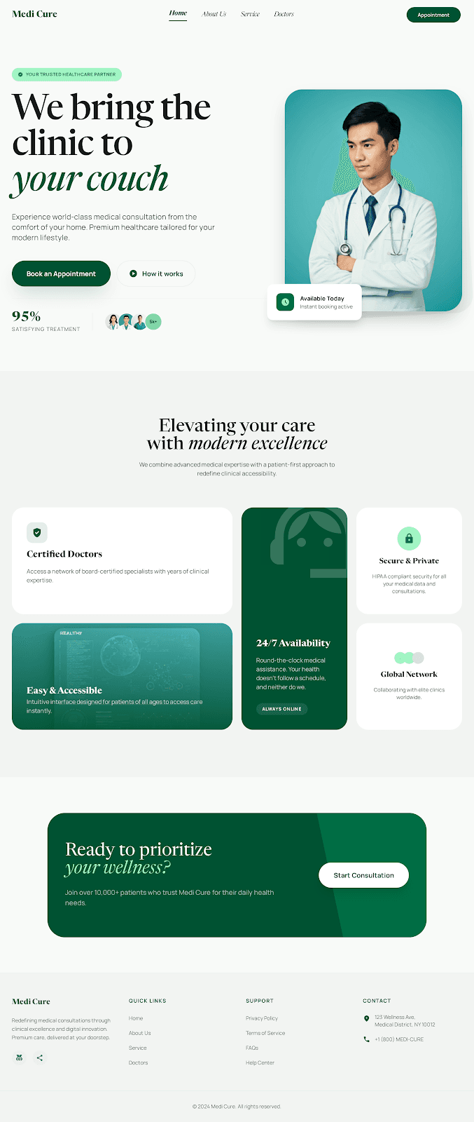 Medi Cure - Healthcare Website Theme Medi Cure - Healthcare website theme preview showing 4 pages including Homepage